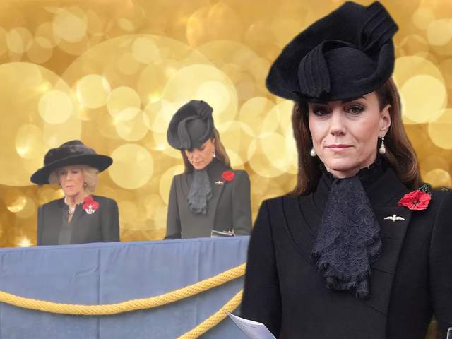 凯特一袭黑色大衣绝美！出席阵亡日纪念活动颜值碾压卡米拉王后